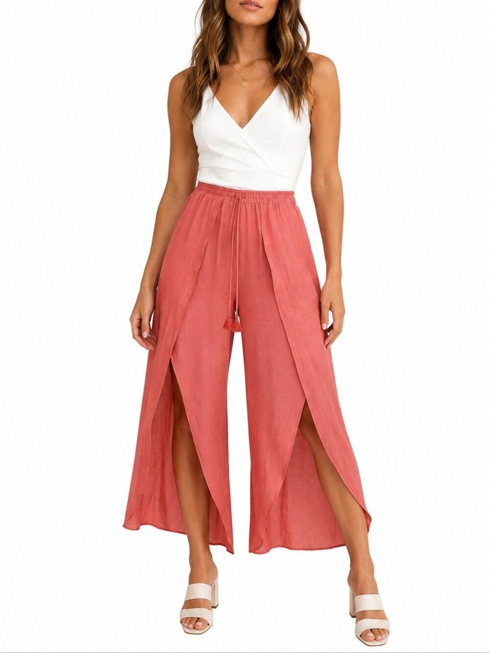 Essue Slit Drawstring Cropped Pants